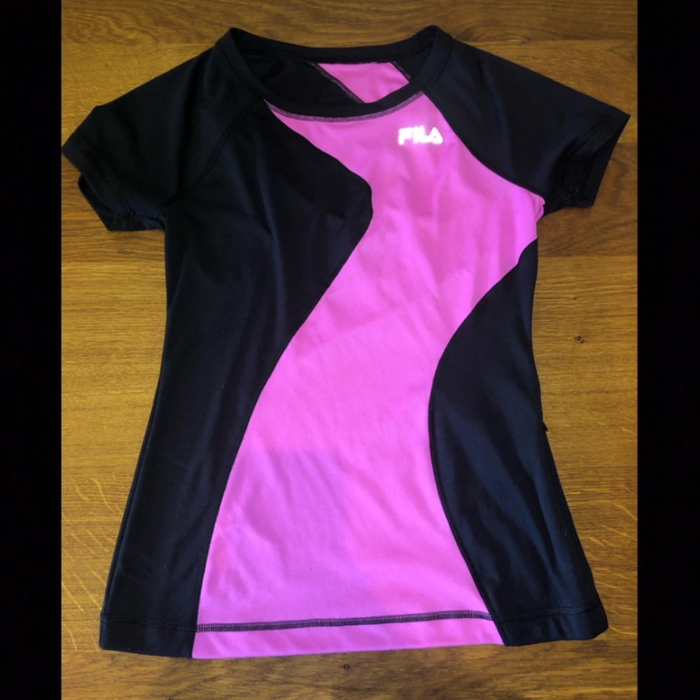 Fila Black and Pink Athletic Shirt XS